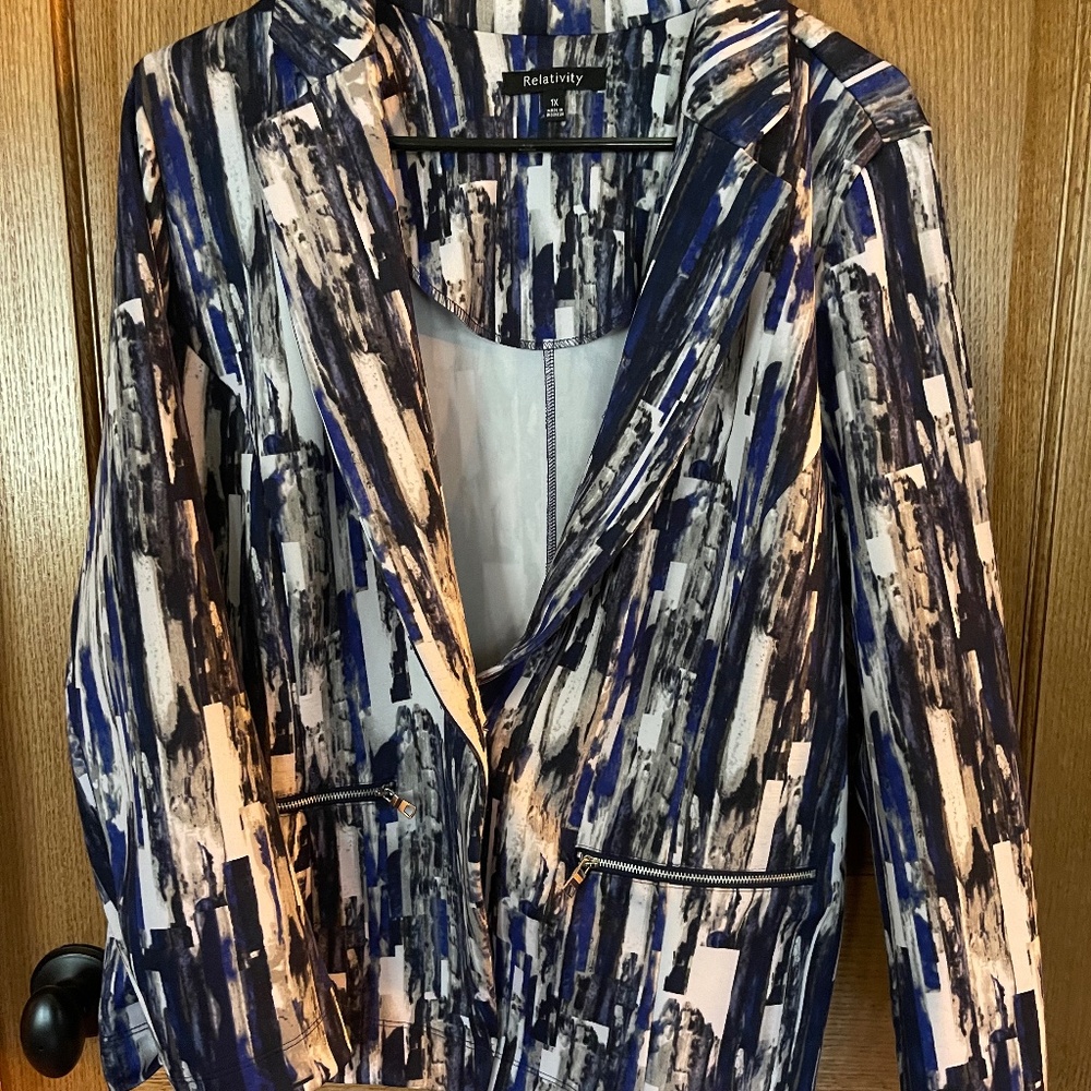 Relativity Multi-Colored Unlined Jacket - Blue/Gr… - image 1